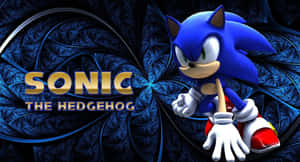 藍色、紅色和白色的Sonic the Hedgehog角色在深藍色分形背景前。 — 超音鼠 壁紙