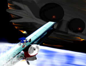 Sonic the Hedgehog 在太空中掠過太空船 — 死亡空間 壁紙