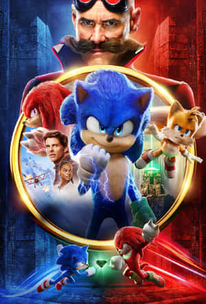 Sonic the Hedgehog 電影海報，主要角色擺出動作姿勢。