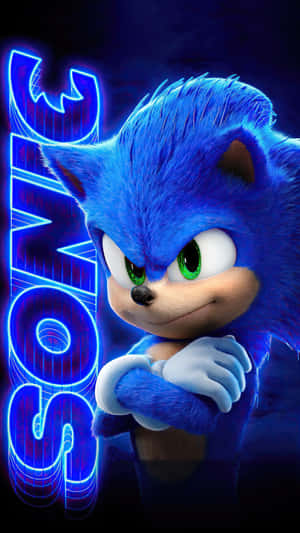 Sonic the Hedgehog 以交叉雙臂的霓虹燈姿勢出現。 — 超音鼠 壁紙