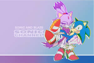 動漫風格的Sonic和Blaze，帶有頻道標誌 — 超音鼠 壁紙