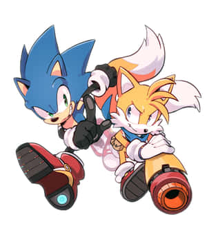 Sonic 和 Tails 以自信的表情擺出動態的動漫姿勢。 — Galaxy Z Flip 8 壁紙