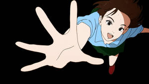 動漫女孩在黑色背景中向前伸出手