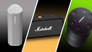 三款高端便攜式喇叭 Sonos Marshall 和 Bose 並排展示。