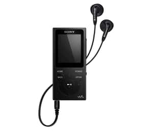 黑色Sony Walkman MP3播放器連耳塞，白色背景 — 音樂 GIF 壁紙