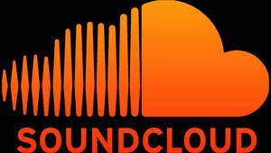 SoundCloud標誌，帶有橙色波形和雲朵，背景為黑色。 — Pro Display XDR 壁紙