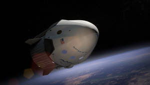 SpaceX 太空船繞地球軌道運行，背景有星星
