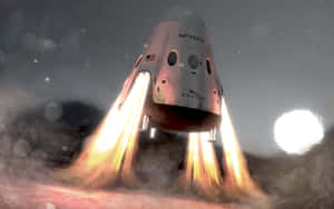 SpaceX 龍飛船在太空中以熾熱推進器著陸。 — 2880x1800 壁紙