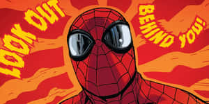 蜘蛛俠以漫畫風格警告「小心後面！」 — 蜘蛛俠 壁紙