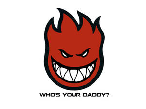 紅色火焰標誌，帶有牙齒和文字 who's your daddy? — 火 壁紙