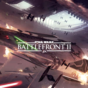 Star Wars Battlefront II 太空船戰鬥，伴有爆炸和激光射擊。 — iPad 第10代 壁紙