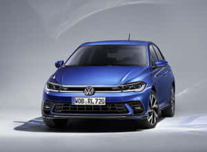 攝影棚燈光下的藍色福士 Polo R-Line 房車 — Polo g GIF 壁紙