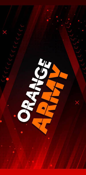 在紅色和黑色數位背景上，以大膽的白色和橙色字母顯示的Orange Army文字。