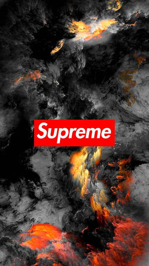熾熱的抽象煙霧，中央有一個紅色Supreme標誌。 — iPhone 8 壁紙