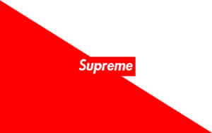 Supreme標誌在紅白斜角背景上