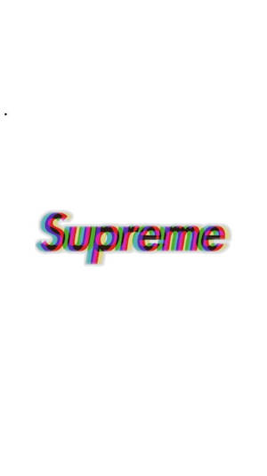 白色背景上帶有彩虹故障效果的Supreme標誌