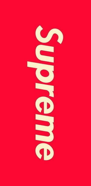 垂直嘅 Supreme 標誌，奶油色，紅色背景。