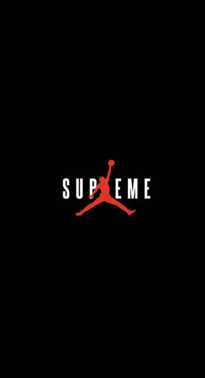 紅色Jordan Jumpman標誌，黑色背景上帶有'SUPREME'文字。 — Jordan 標誌 GIF 壁紙