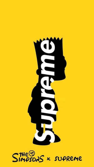 巴特·辛普森剪影，帶有 Supreme 標誌，背景為黃色。 — 辛普森一家 壁紙