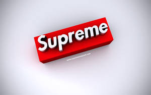 白色背景上帶有白色字體的紅色Supreme標誌盒子。
