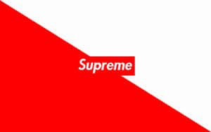Supreme標誌在紅白斜角背景上