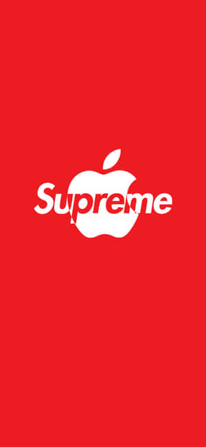 紅色背景上的白色Supreme Apple標誌
