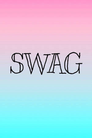 在粉紅色到青色漸變背景上的粗體黑色手寫文字 SWAG。