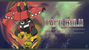 Tafu Bulu寶可夢，紅色角和斗篷，背景為宇宙漩渦。 — 寬螢幕 壁紙