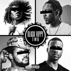 四名男子黑白影像，臉部被遮蓋，帶有Black Hippy Two標誌。