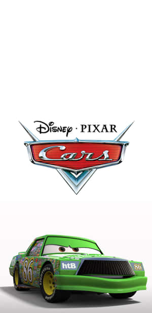 帶有眼睛和86號的綠色動畫賽車，位於Disney Pixar Cars標誌下方。 — Tesla GIF 壁紙