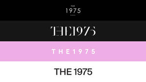 以文字為基礎的牆紙，在橫向條紋上以不同字體和顏色呈現「THE 1975」。 — 懷舊美學 壁紙