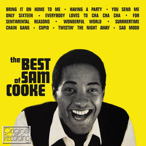 《The Best of Sam Cooke》專輯封面，以黃色背景搭配微笑肖像和歌曲名稱。