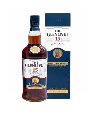 The Glenlivet 15年雪莉桶熟成威士忌酒瓶和盒子