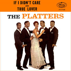 The Platters 歌唱團體穿著正式服裝在復古專輯封面上。