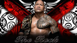 The Rock 手持冠軍腰帶，背後有部落圖案。 — 狄維·莊遜 壁紙
