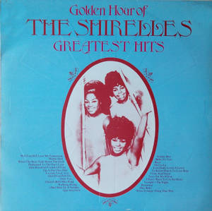 復古專輯封面 featuring The Shirelles，歌曲名稱圍繞中央照片列出。 — 音樂 GIF 壁紙