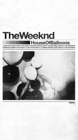 專輯封面，氣球中的人和The Weeknd的House of Balloons文字。