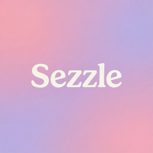 粉紅與紫色漸變背景上的白色文字 Sezzle 標誌。