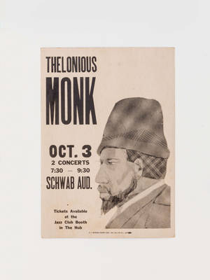 復古爵士音樂會海報，為Thelonious Monk於10月3日在Schwab Auditorium的音樂會而設。 — 安卓 壁紙