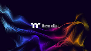深色背景上居中 Thermaltake 標誌的動態彩色波形