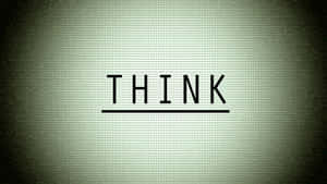 綠色瓷磚牆上帶有聚光燈效果的粗體黑色文字 THINK（帶底線）。 — 激勵 壁紙