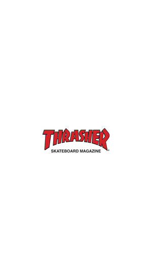 白色背景上的紅色Thrasher Skateboard Magazine標誌文字。