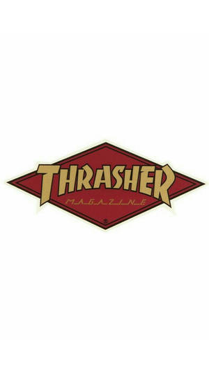 白色背景上的紅色和金色Thrasher Magazine標誌