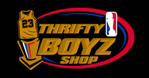 Thrifty Boyz Shop 標誌，有籃球波衫同NBA徽章。