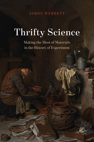 Thrifty Science 書籍封面，展示一個男人在雜亂的歷史工作室中。