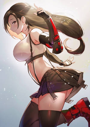 穿著紅黑服裝的動漫女孩在發光背景下動態擺姿勢。 — IQOO Pad5c 壁紙