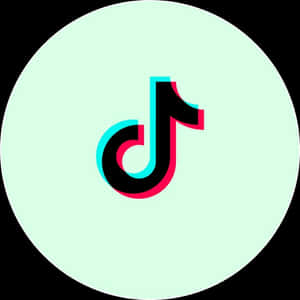 TikTok 應用程式標誌在綠色圓形背景上帶有故障效果