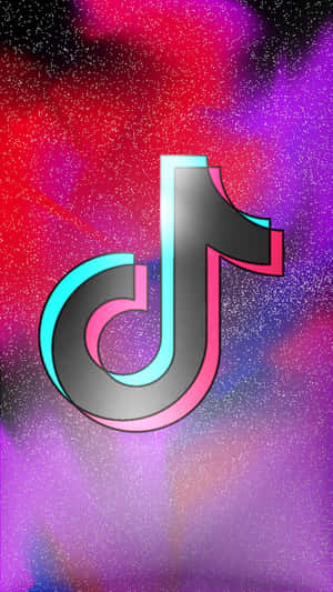 在閃爍的宇宙背景上帶有螢光輪廓的 TikTok 標誌。