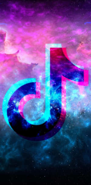 TikTok 標誌漂浮在色彩繽紛的星雲中，邊緣發光。