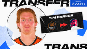 Tim Parker足球員轉會圖像，附有球隊標誌和粗體文字。